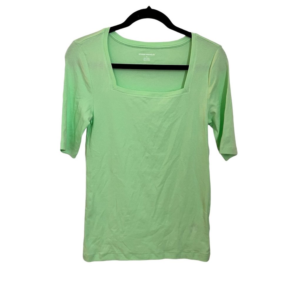 Amazon Essentials - Women's Slim-Fit Half Sleeve Square Neck T-Shirt - Green - M